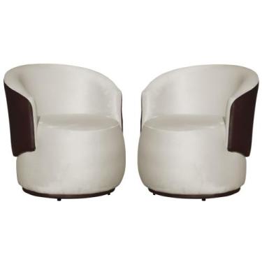 Imagem de Kit 2 Poltronas Decorativa Beatriz Orgânica Composê Couro Marrom Velud