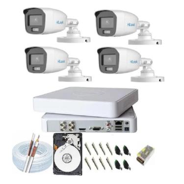 Imagem de Kit Completo Dvr Hilook/Hikvision 4 Canais/04 Camera Bullet Colorvu C/