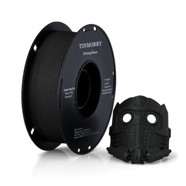 Imagem de TINMORRY Filamento pla de fibra de carbono 1,75 mm, filamento de impressão 3d pla-cf, altamente compatível com impressora 3d bambu fdm, 1 kg 1 carretel, preto