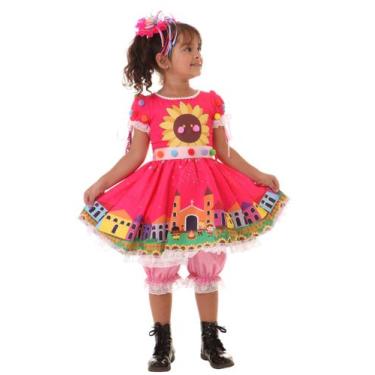 Imagem de Vestido Festa Junina Infantil Pink - Capela - Super LUXO - QUIMERA KID