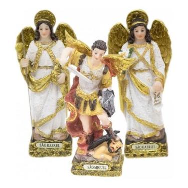 Imagem de Imagem Trio Tres 3 Arcanjos São Rafael Gabriel Miguel 13cm  - Mileno