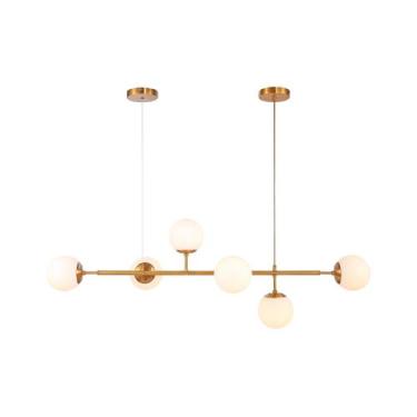 Imagem de Luminária Lustre Pendente Jabuticaba Cor Dourado Vidro Opaco Retrô Mod