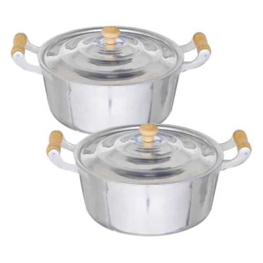 Imagem de Jogo 2 Panelas Caçarolas Alumínio Brilhante Batido Original Grosso - M