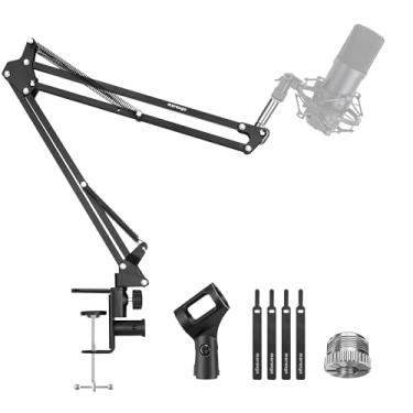 Imagem de Marengo braço boom de microfone mesa adaptador de suporte de microfone suporte de microfone ajustável com parafuso de 3/8 "a 5/8" para blue yeti snowball, hyperx quadcast, solocast, yeti x e