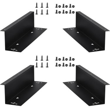 Imagem de Barydat 2 conjuntos de 4 peças de gaveta de dinheiro sob o balcão suportes de montagem de aço resistente metal preto sob o balcão suporte de montagem para caixa registradora de 40,6 cm, 40,6 cm x