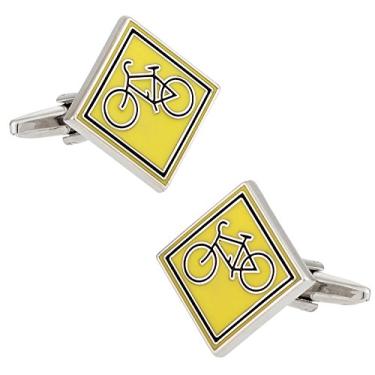 Imagem de Abotoaduras amarelas para ciclismo com caixa de apresentação Share The Road