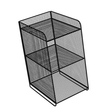 Imagem de Rack de Armazenamento de Metal Resistente para Quarto, Banheiro, Suporte de Prateleira, Ideal para Livros e Vasos, 3 Painéis Verticais para Fácil Montagem (Preto)