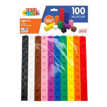 Imagem de Junior Learning: 100 multicubes – pacote com 100 cubos multicoloridos, construa e aprende, aprendizado e desenvolvimento prático de matemática, crianças a partir de 4 anos