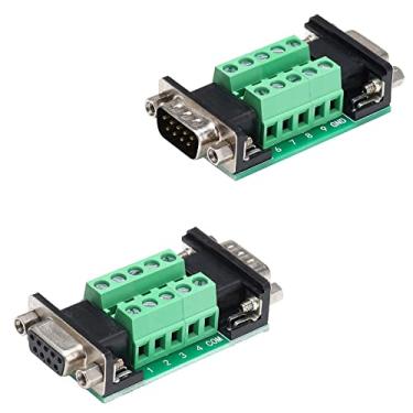 Imagem de Jienk 2 peças DB9 macho para fêmea, placa de breakout RS232 D-SUB serial para bloco terminal de 9 pinos conector de troca de gênero