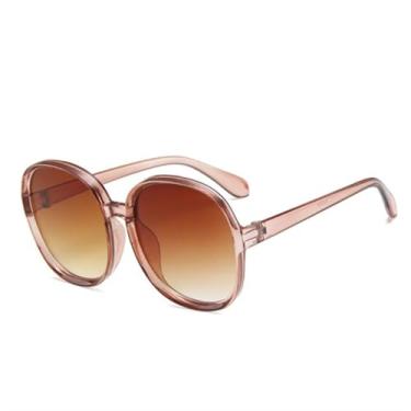 Imagem de HCPIHF Óculos de sol femininos de armação grande, plástico, vintage, redondo, gradiente, óculos de sol, uv400, 5, tamanho único