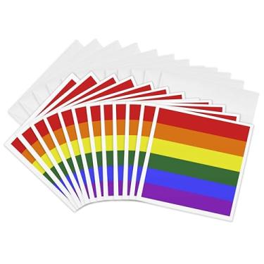 Imagem de 3dRose Ícone de orgulho lésbico gay bandeira do arco-íris - Cartões comemorativos, 15 x 15 cm, conjunto de 12 (gc_37605_2)