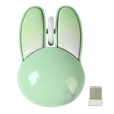 Imagem de Gabongcui Mouse sem fio, formato de hamster fofo, 2,4 GHz, alcance sem fio de 15 m, peso de 60 g, comprimento de 9,4 cm, conectividade USB, verde