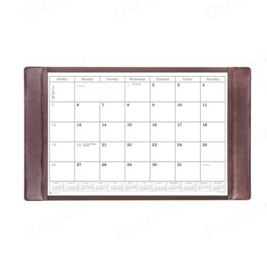 Imagem de Dacasso 86,36 cm x 50,8 cm almofada de mesa de couro marrom chocolate com trilhos laterais - inserção substituível - protetor de superfície de mesa executivo - Mata-borrão de luxo para escrever