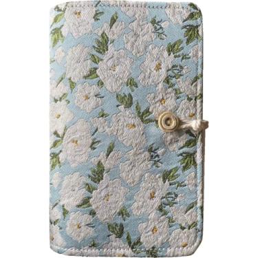 Imagem de ipoul Fichário A6, diário de flores bordado, diário recarregável, fichário de 6 anéis, capa de diário de 12,7 x 17,8 cm, caderno de desenho B6, diário de viagem para menina, gardênia branca, fichário