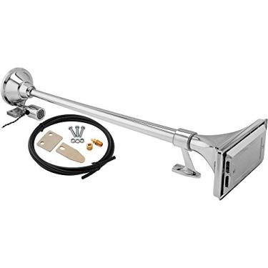 Imagem de Vixen Horns – Buzina de trem para barco/caminhão/carro. Trompete único cromado impermeável Air Horn (grande) + capa. Super alto dB. Acabamento de grau marítimo. Serve para veículos de 12 V como semis/pickup/Jeep/SUV VXH1167C