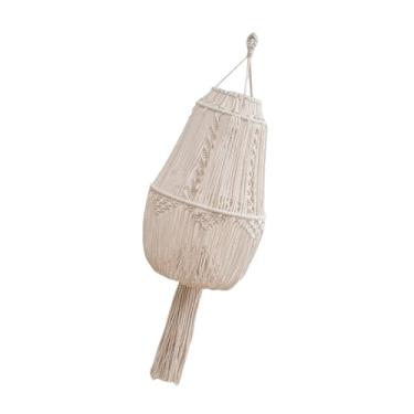 Imagem de IEUDNS Abajur boêmio para lâmpadas, feito à mão, tapeçaria tecida, abajur de macrame, capa de luz pendente suspensa boho para canto, quarto, Style a