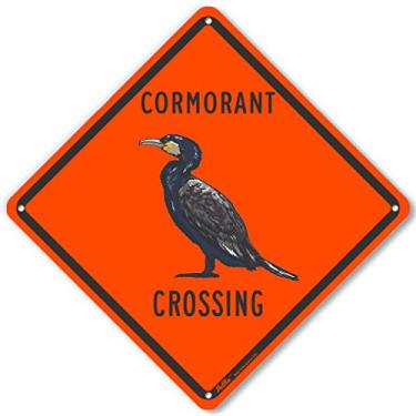 Imagem de PetKa Signs and Graphics PKAC-1119-NP_10x10 Placa de plástico "Cormorant Crossing", 25,4 cm x 25,4 cm, laranja