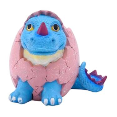 Imagem de Ioensy Vaso de flores em forma de dinossauro, recipiente para caneta, suporte para caneta, vaso de mesa artesanal, plantador para sala de fazenda, Azul