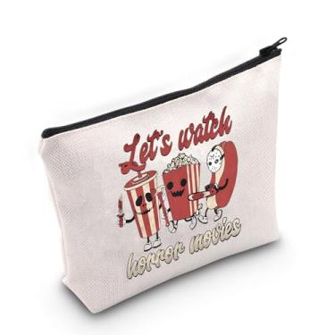 Imagem de TOBGBE Presentes engraçados de Halloween, vamos assistir a filmes de terror, bolsa com zíper, mercadoria de filmes assustadores, aproveite a vida no filme, Off White, Assista ao filme