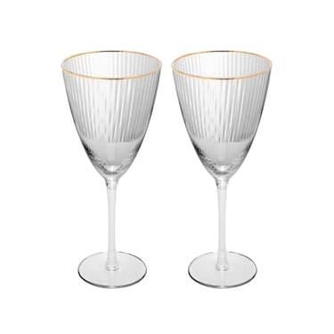 Imagem de Conjunto de Taças para Vinho Wolff com Borda Dourada Lines 400 ml em Vidro – 2 Peças