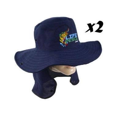 Imagem de Kit 2 Chapéus Com Protetor De Nuca LIFE PESCA - Várias Cores, Azul mar