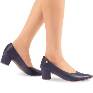 Imagem de Sapato Scarpin Feminino Bico Fino Sintético - RHN SHOES, Azul marinho,