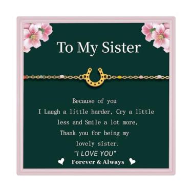 Imagem de AINILOVE Pulseiras de ferradura para mulheres, banhado a ouro 14k, pulseira de elos de ferradura de aço inoxidável para mãe, filha, irmã, amiga, cavalo, presentes para amigas, irmãs, amantes de