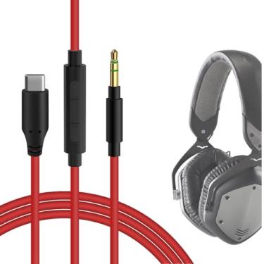 Imagem de GEEKRIA Cabo USB-C digital para áudio com microfone compatível com V-Moda Crossfade LP, Crossfade 2, XS, V-80, cabo de áudio tipo C de substituição com microfone embutido e controle de volume (1,7 m)