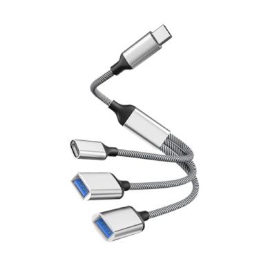 Imagem de de divisor USB PC, de divisor USB,Adaptador de extensão | 1 pés de gabinete USB Splitter 1 em 3 para o laptop de carro PC Teclado de teclado Flash Drive