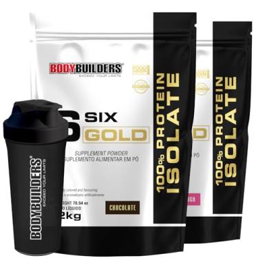 Imagem de Kit 2x Whey Isolado Six Gold Chocolate e Morango 2kg + Coqueteleira - Bodybuilders