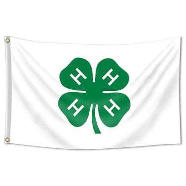 Imagem de DecrPlus Bandeira de trevo 4-H (9,5 x 1,5 m, dupla face, poliéster 150D) para decoração de jardim e quintal externo de casa de fazenda