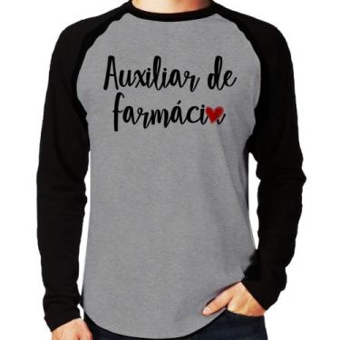 Imagem de Camiseta Raglan Auxiliar de Farmácia por Amor Manga Longa - Foca na Mo