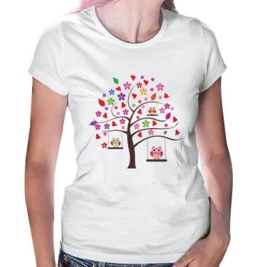 Imagem de Baby Look Árvore Corujas - Foca na Moda, Branco, GG