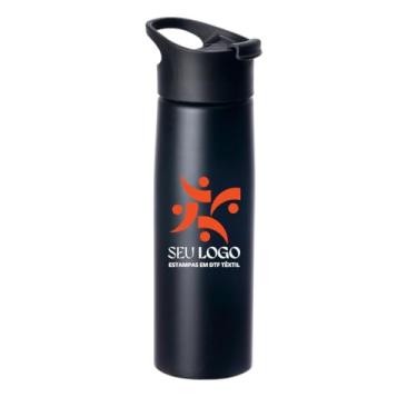 Imagem de Kit 10 Squeeze Alumínio Personalizado 750 Ml Evento Empresa Promocional (Preto)
