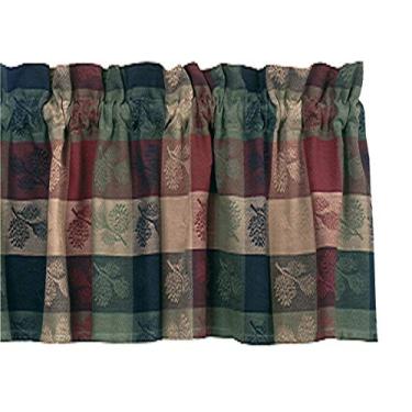 Imagem de Park Designs Sanefas de cozinha Farmhouse para janelas - pinho xadrez | Cortina de saia de janela para decoração de outono | Janelas de cortina xadrez | 183 cm x 35 cm