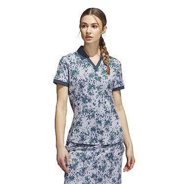 Imagem de adidas Camisa polo feminina Jacquard Golf, Azul maravilha, PP