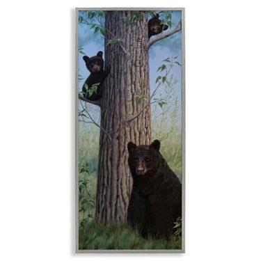 Imagem de Stupell Industries Mama Bear & Cubs Design de parede giclée emoldurado cinza por Valerie Rogers, 33 x 30