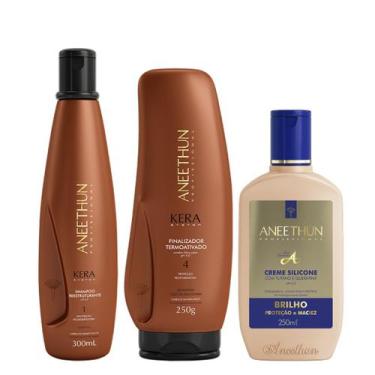Imagem de Aneethun Kera System Kit Shampoo Finalizador e Creme de Silicone Brilh
