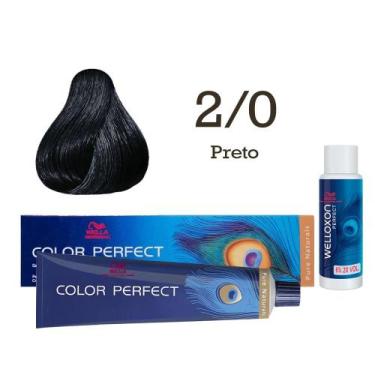 Imagem de Coloração Color Perfect 2/0 Preto Color Perfect + Oxi 20 Welloxon  Wel
