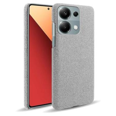 Imagem de Capa para Xiaomi Redmi Note 13 Pro 4G,Capa desenhada em lona,Case Protetora Ultrafina com Empunhadura Macia,Design em Tecido Antichoque e Antiarranhões-Light gray