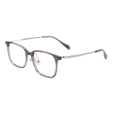 Imagem de JRLLFD Armação de óculos retangular transparente de tamanho médio leve com aro completo para homens e mulheres com hastes de titânio para lentes (tamanho único/CINZA)