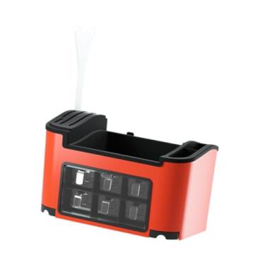 Imagem de IEUDNS Organizador de armazenamento de cozinha colher colher pauzinhos rack de especiarias de armazenamento com slot de telefone de fácil acesso ao suporte, Vermelho