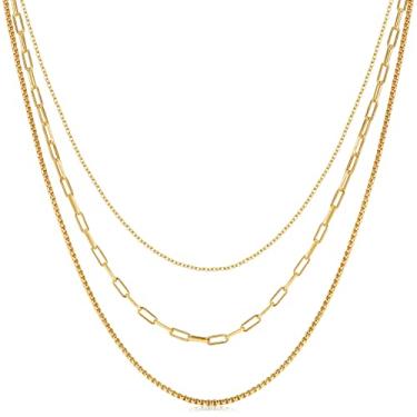 Imagem de Gargantilha delicada folheada a ouro 14K para mulheres meninas | Corrente de cobra, elo cubano, clipe de papel, corrente de contas de esfera, colar de pérolas de água doce natural joia moderna para presente, Banhado a ouro, Sem pedras preciosas