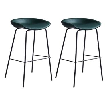 Imagem de Lzyjckh Conjunto de 2 bancos de bar, Cadeiras altas modernas de balcão de bar Bancos de bar de altura de balcão para ilha de cozinha, balcão, sala de jantar,Green,75 cm high