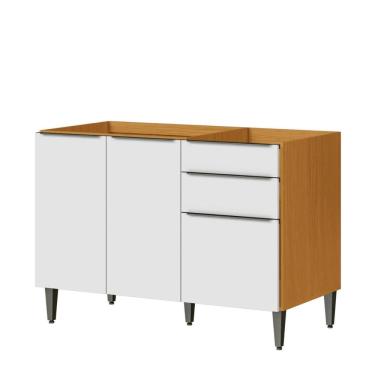 Imagem de Balcão de Pia 3 Portas 2 Gavetas 120cm em MDF sem Tampo Luana Aramóveis