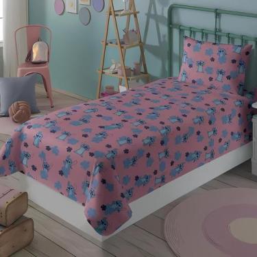 Imagem de Jogo Cama Solteiro Stitch Disney Personagem Estampado140x220 - Lepper