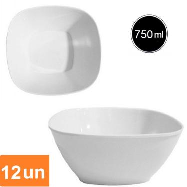 Imagem de 12 Tigela Cumbuca Bowl Quadrado em Melamina 750ml Poke Sopas