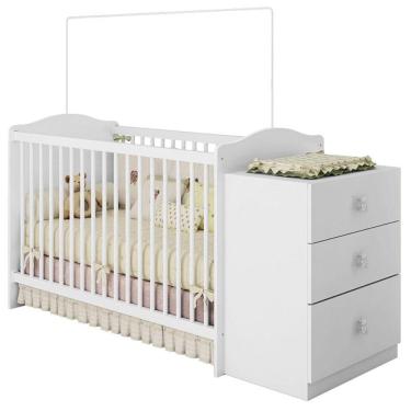 Imagem de Berço Multifuncional Satriani Branco Brilho 14600 - Móveis Estrela