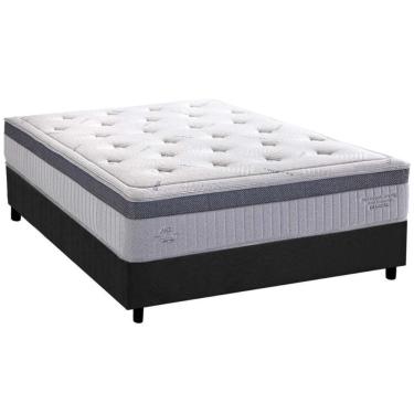 Imagem de Cama Box Casal: Colchão Molas Ensacadas Herval Serenity Dream C1663 + Base Crc Suede Gray (138x188x35)