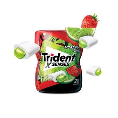 Imagem de Chiclete Trident XSenses Morango Lime Sem Açúcar Garrafa 54g